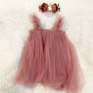 Baby Girl Tulle Dress with matching Floral Headband